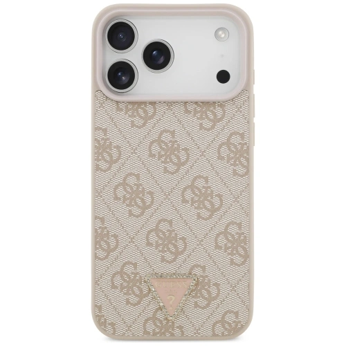 Etui Guess Leather 4G Triangle Strass MagSafe do Apple iPhone 17 Pro Max różowy