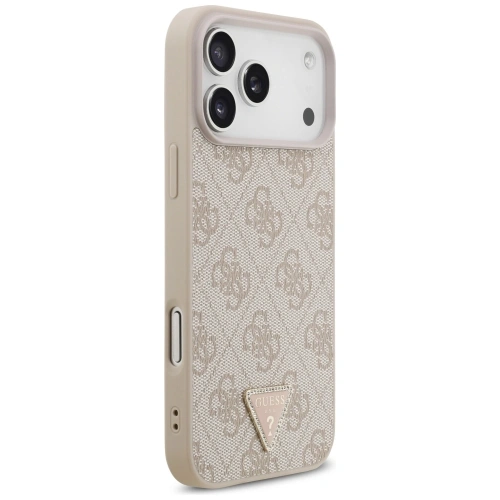 Etui Guess Leather 4G Triangle Strass MagSafe do Apple iPhone 17 Pro Max różowy