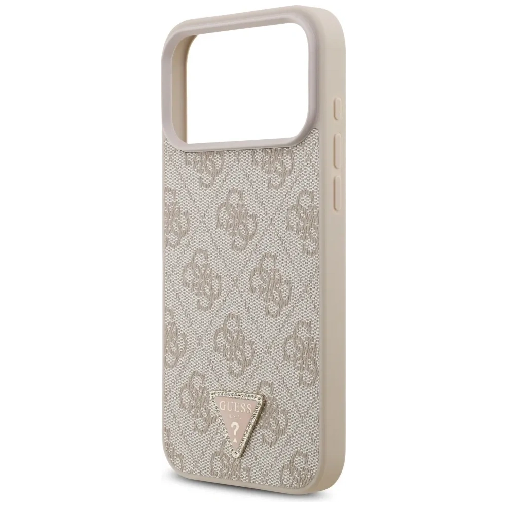 Etui Guess Leather 4G Triangle Strass MagSafe do Apple iPhone 17 Pro Max różowy