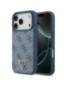 Etui Guess Leather 4G Triangle Strass MagSafe do Apple iPhone 17 Pro niebieski