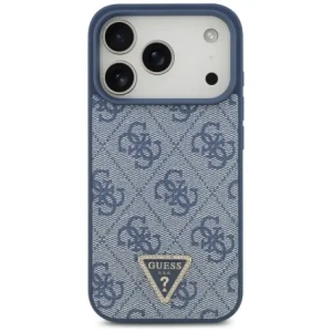 Etui Guess Leather 4G Triangle Strass MagSafe do Apple iPhone 17 Pro niebieski