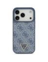 Etui Guess Leather 4G Triangle Strass MagSafe do Apple iPhone 17 Pro niebieski