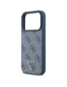Etui Guess Leather 4G Triangle Strass MagSafe do Apple iPhone 17 Pro niebieski
