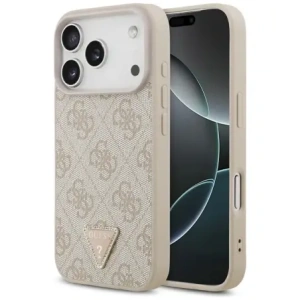 Etui Guess Leather 4G Triangle Strass MagSafe do Apple iPhone 17 Pro różowy