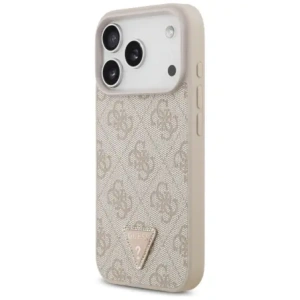 Etui Guess Leather 4G Triangle Strass MagSafe do Apple iPhone 17 Pro różowy