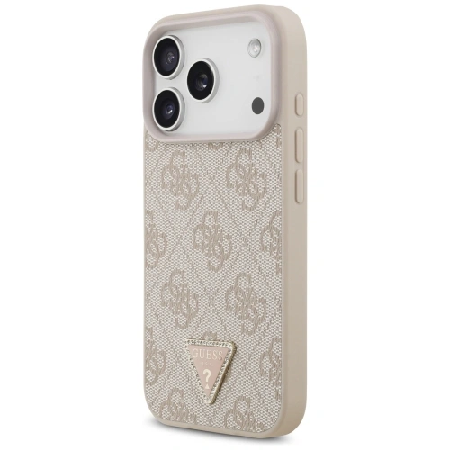 Etui Guess Leather 4G Triangle Strass MagSafe do Apple iPhone 17 Pro różowy