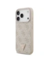 Etui Guess Leather 4G Triangle Strass MagSafe do Apple iPhone 17 Pro różowy
