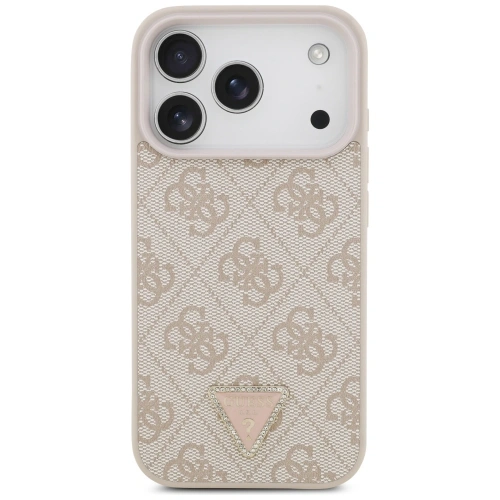 Etui Guess Leather 4G Triangle Strass MagSafe do Apple iPhone 17 Pro różowy