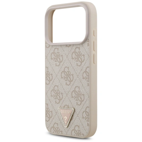 Etui Guess Leather 4G Triangle Strass MagSafe do Apple iPhone 17 Pro różowy