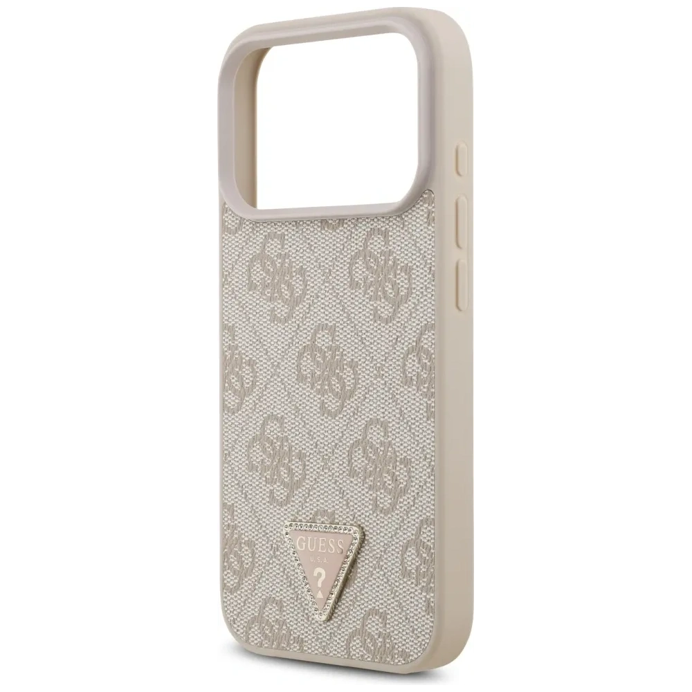 Etui Guess Leather 4G Triangle Strass MagSafe do Apple iPhone 17 Pro różowy