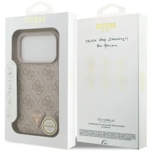 Etui Guess Leather 4G Triangle Strass MagSafe do Apple iPhone 17 Pro różowy