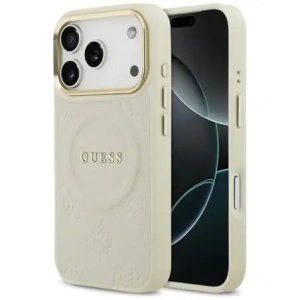 Etui Guess Peony Hot Stamp MagSafe do Apple iPhone 17 Pro beżowy