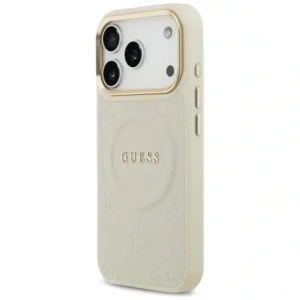 Etui Guess Peony Hot Stamp MagSafe do Apple iPhone 17 Pro beżowy