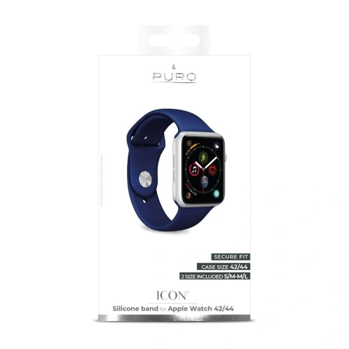 Kup Elastický pásek PURO ICON Band Apple Watch 4/5/6/7/SE/8/9/Ultra 44/45/49mm (S/M & M/L) (námořnická modř) - PUR085NAV - {ean13} - Sklep Home Screen
