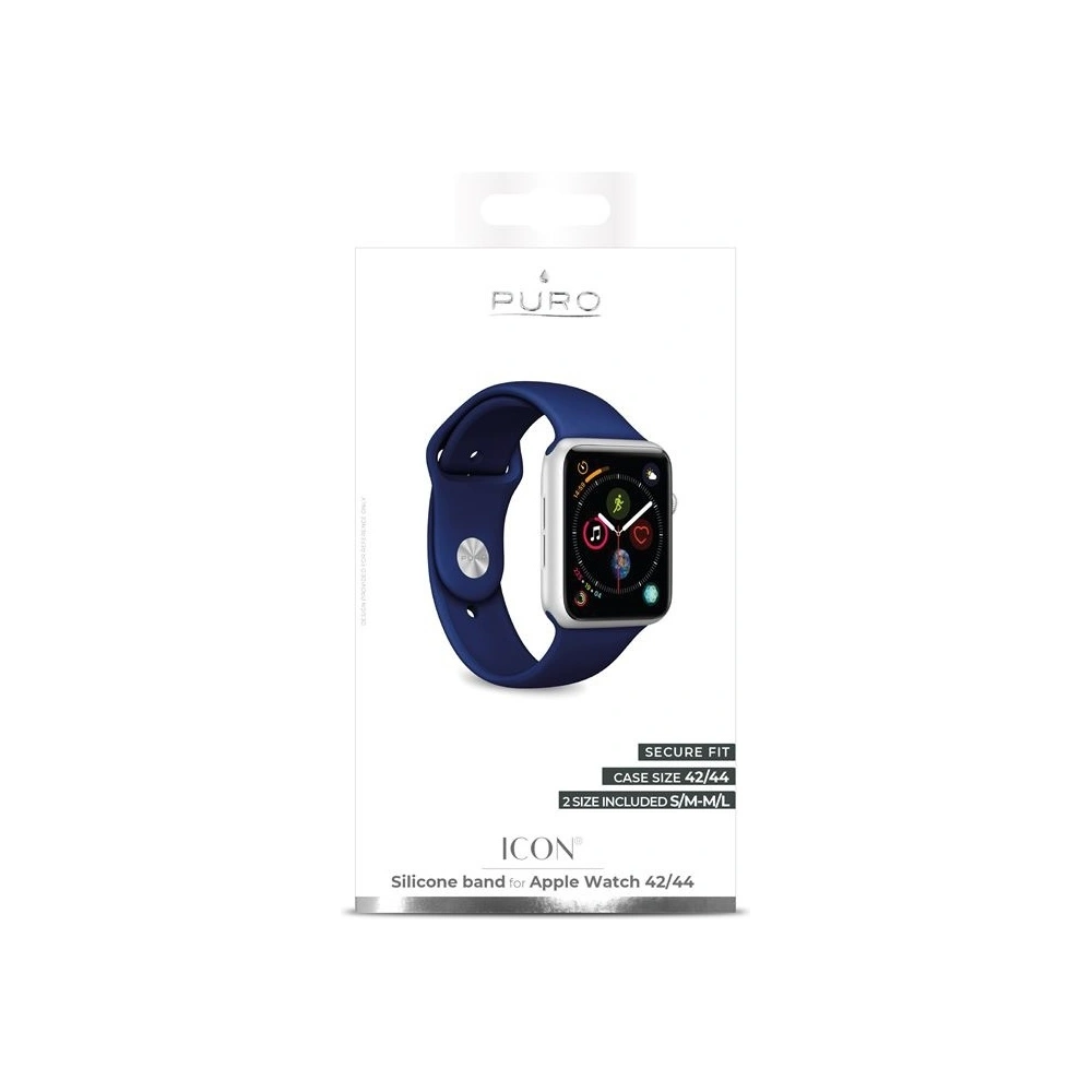 Elastyczny pasek PURO ICON Band Apple Watch 4/5/6/7/SE/8/9/Ultra 44/45/49mm (S/M & M/L) (granatowy)