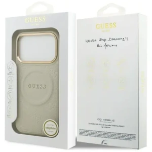 Etui Guess Peony Hot Stamp MagSafe do Apple iPhone 17 Pro beżowy