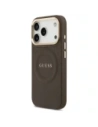 Etui Guess Peony Hot Stamp MagSafe do Apple iPhone 17 Pro brązowy