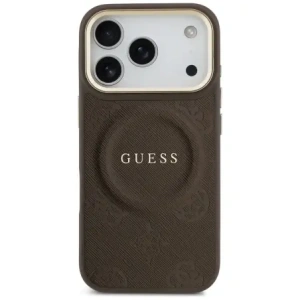 Etui Guess Peony Hot Stamp MagSafe do Apple iPhone 17 Pro brązowy