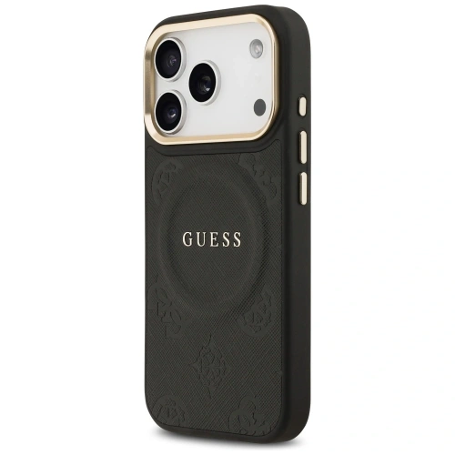 Etui Guess Peony Hot Stamp MagSafe do Apple iPhone 17 Pro czarny