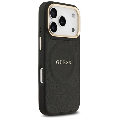 Etui Guess Peony Hot Stamp MagSafe do Apple iPhone 17 Pro czarny
