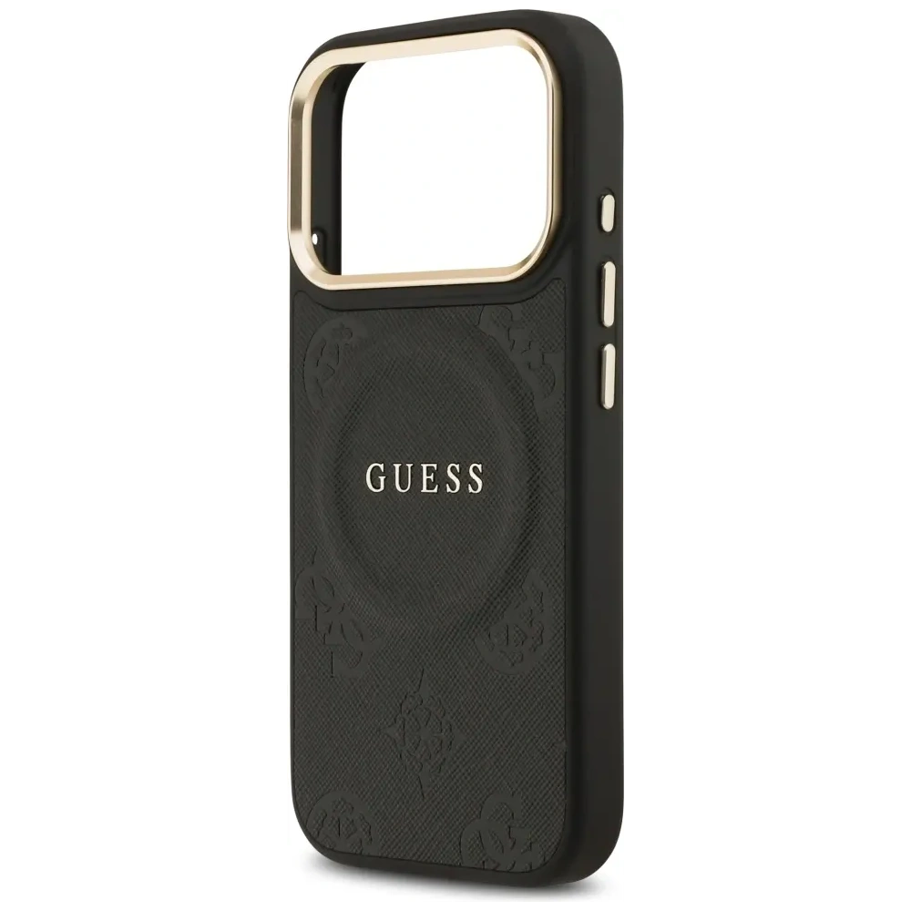 Etui Guess Peony Hot Stamp MagSafe do Apple iPhone 17 Pro czarny