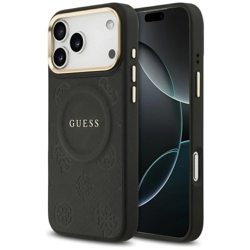 Etui Guess Peony Hot Stamp MagSafe do Apple iPhone 17 Pro Max czarny