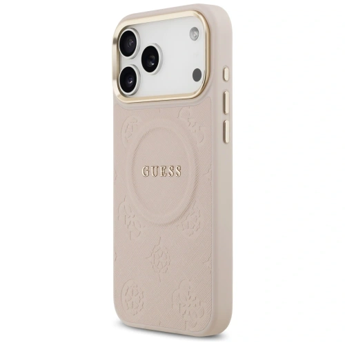Etui Guess Peony Hot Stamp MagSafe do Apple iPhone 17 Pro Max różowy
