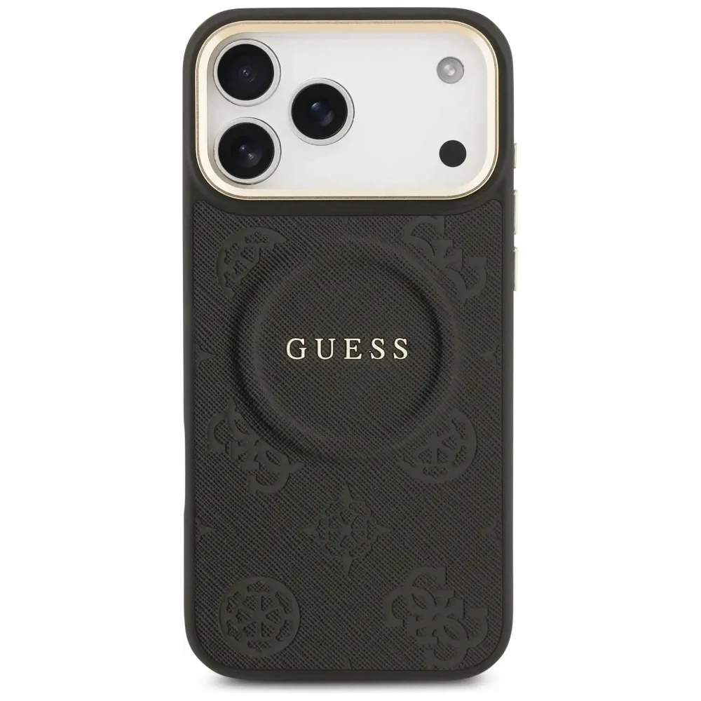 Etui Guess Peony Hot Stamp MagSafe do Apple iPhone 17 Pro Max czarny