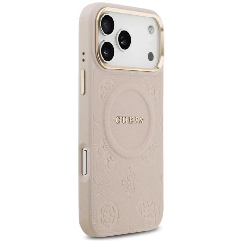 Etui Guess Peony Hot Stamp MagSafe do Apple iPhone 17 Pro Max różowy