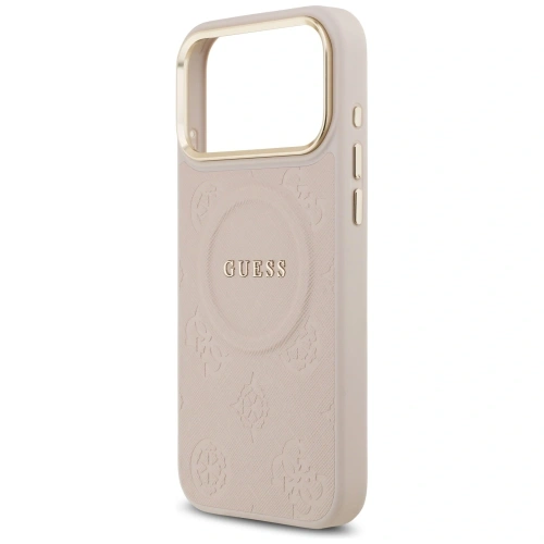 Etui Guess Peony Hot Stamp MagSafe do Apple iPhone 17 Pro Max różowy