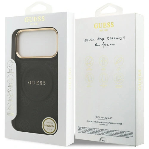 Etui Guess Peony Hot Stamp MagSafe do Apple iPhone 17 Pro Max czarny