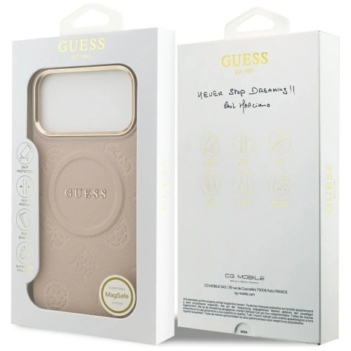 Etui Guess Peony Hot Stamp MagSafe do Apple iPhone 17 Pro Max różowy