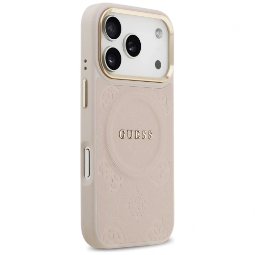 Etui Guess Peony Hot Stamp MagSafe do Apple iPhone 17 Pro różowy