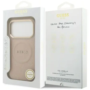 Etui Guess Peony Hot Stamp MagSafe do Apple iPhone 17 Pro różowy