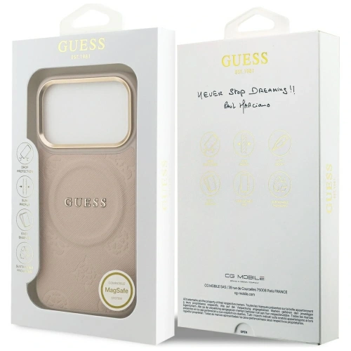 Etui Guess Peony Hot Stamp MagSafe do Apple iPhone 17 Pro różowy
