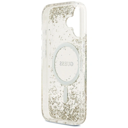 Etui Guess Resin Bottom Glitter MagSafe do Apple iPhone 17 złoty