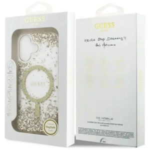 Etui Guess Resin Bottom Glitter MagSafe do Apple iPhone 17 złoty