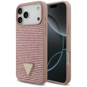 Etui Guess Rhinestone Triangle Logo do Apple iPhone 17 Pro Max różowy