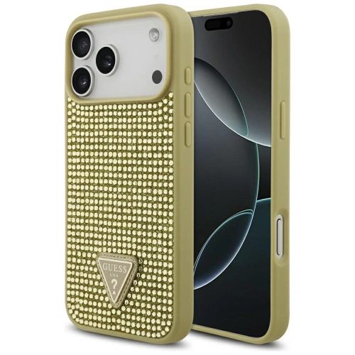 Etui Guess Rhinestone Triangle Logo do Apple iPhone 17 Pro Max złoty