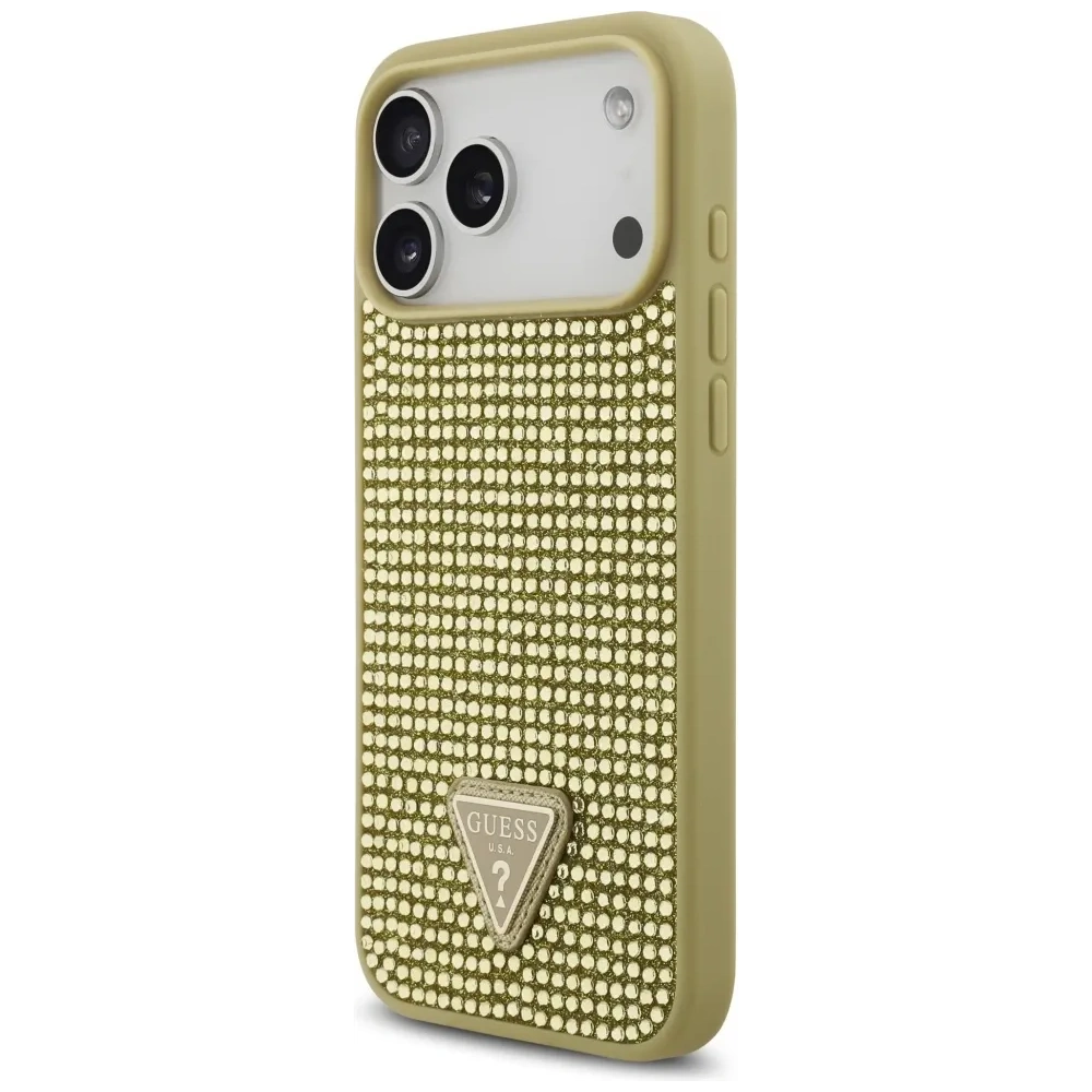 Etui Guess Rhinestone Triangle Logo do Apple iPhone 17 Pro Max złoty