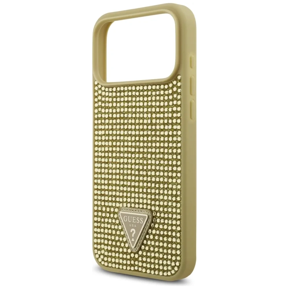 Etui Guess Rhinestone Triangle Logo do Apple iPhone 17 Pro Max złoty