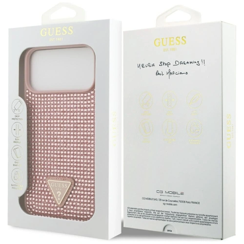 Etui Guess Rhinestone Triangle Logo do Apple iPhone 17 Pro Max różowy