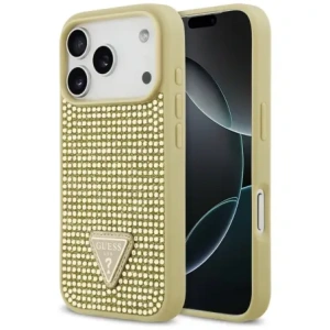 Etui Guess Rhinestone Triangle Logo do Apple iPhone 17 Pro złoty