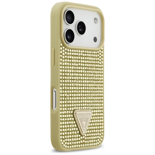 Etui Guess Rhinestone Triangle Logo do Apple iPhone 17 Pro złoty