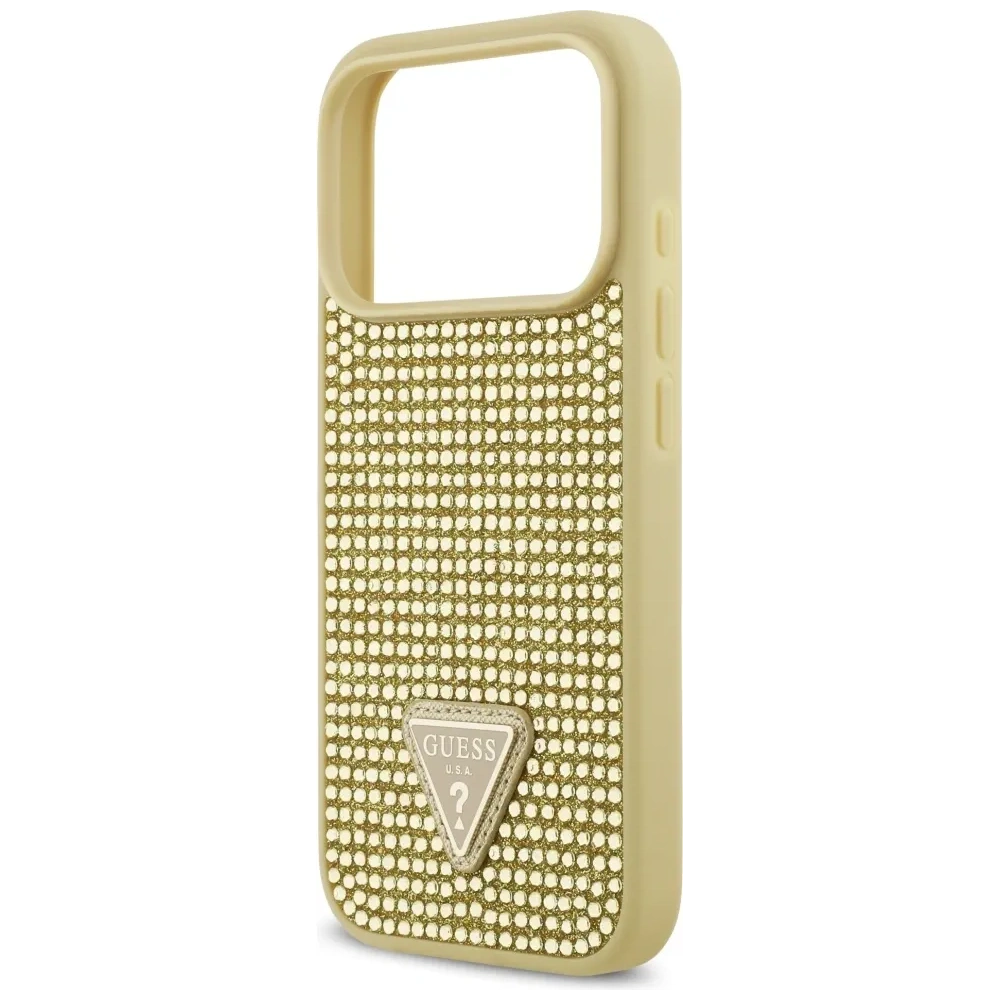 Etui Guess Rhinestone Triangle Logo do Apple iPhone 17 Pro złoty