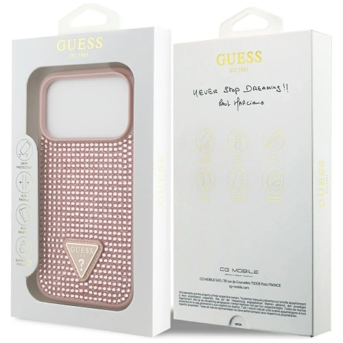 Etui Guess Rhinestone Triangle Logo do Apple iPhone 17 Pro różowy