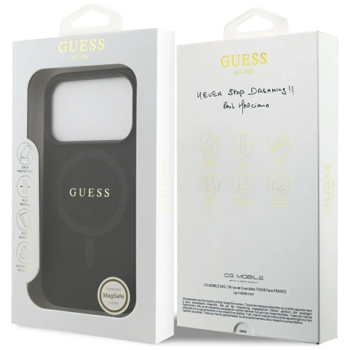 Etui Guess Saffiano Classic Logo MagSafe do Apple iPhone 17 Pro czarny