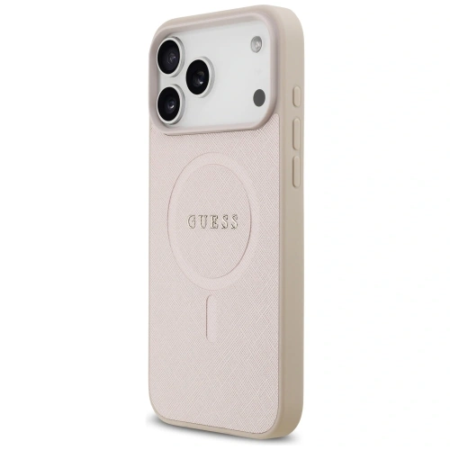 Etui Guess Saffiano Classic Logo MagSafe do Apple iPhone 17 Pro Max różowy