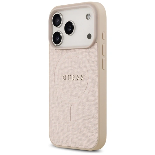 Etui Guess Saffiano Classic Logo MagSafe do Apple iPhone 17 Pro różowy