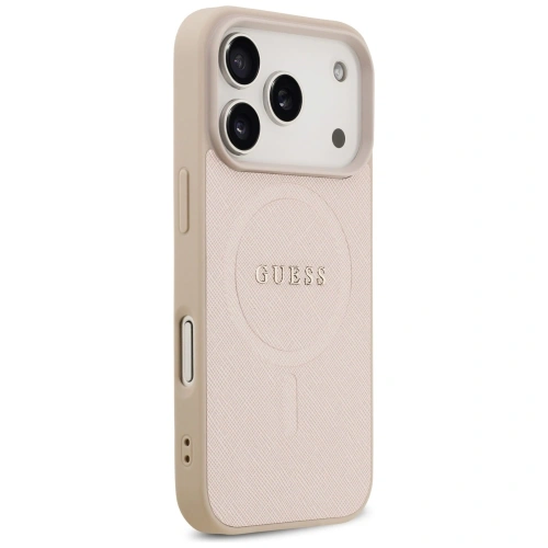 Etui Guess Saffiano Classic Logo MagSafe do Apple iPhone 17 Pro różowy